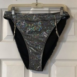 Bikini bottom with removable chains. New, never worn, XL, holographic shine.